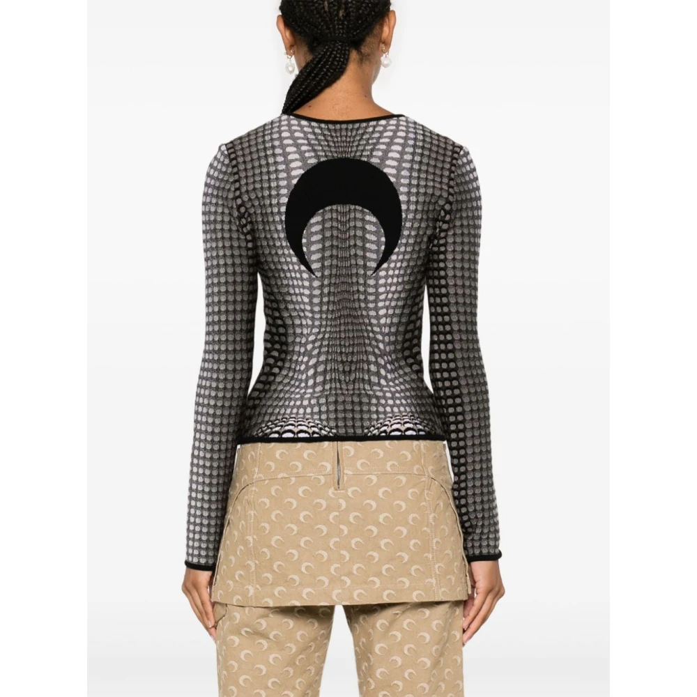 Marine Serre Grijze Crescent Moon Jacquard Top Gray Dames