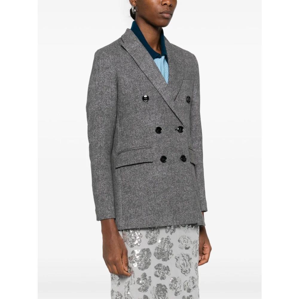 Circolo 1901 Dubbelrijige grijze jassen met pieklapels Gray Dames
