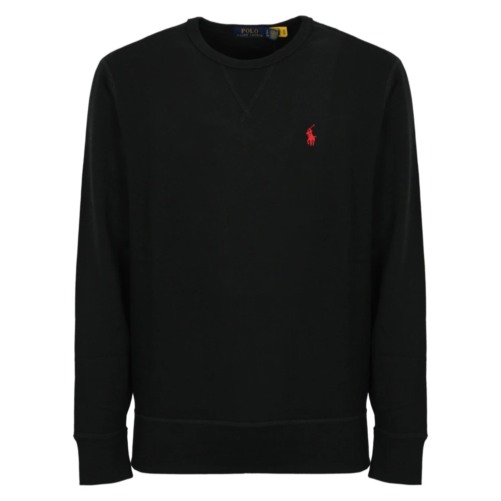 Polo Ralph Lauren Zwarte Katoenen Trui Lange Mouw Geborduurd Logo Black Heren