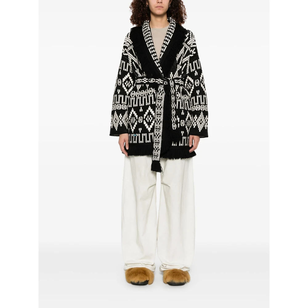 Alanui Zwart Witte Cardigan voor Vrouwen Black Dames