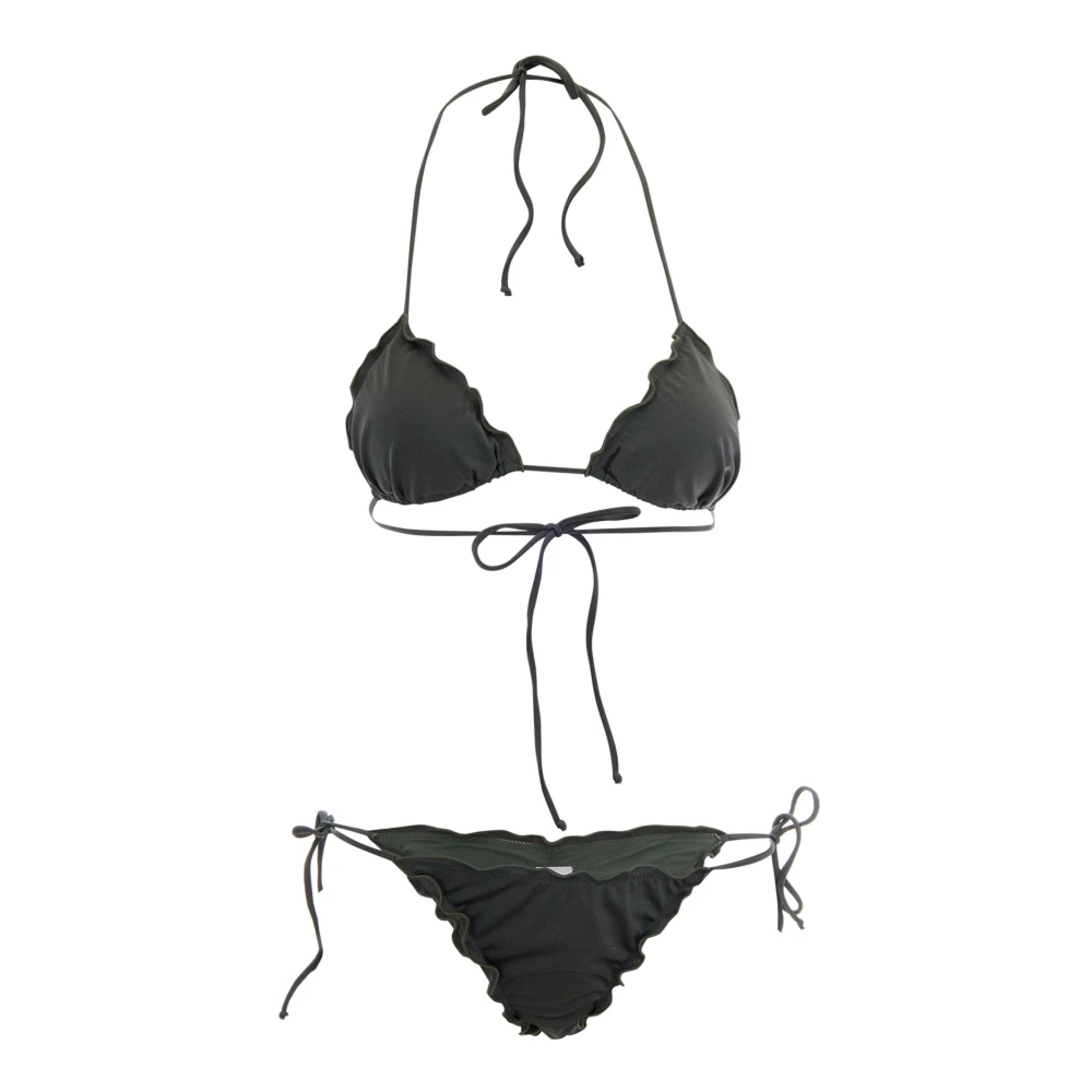 Mc2 Saint Barth Women's Green Bikinis, M, Frou Frou Triangle Bikini