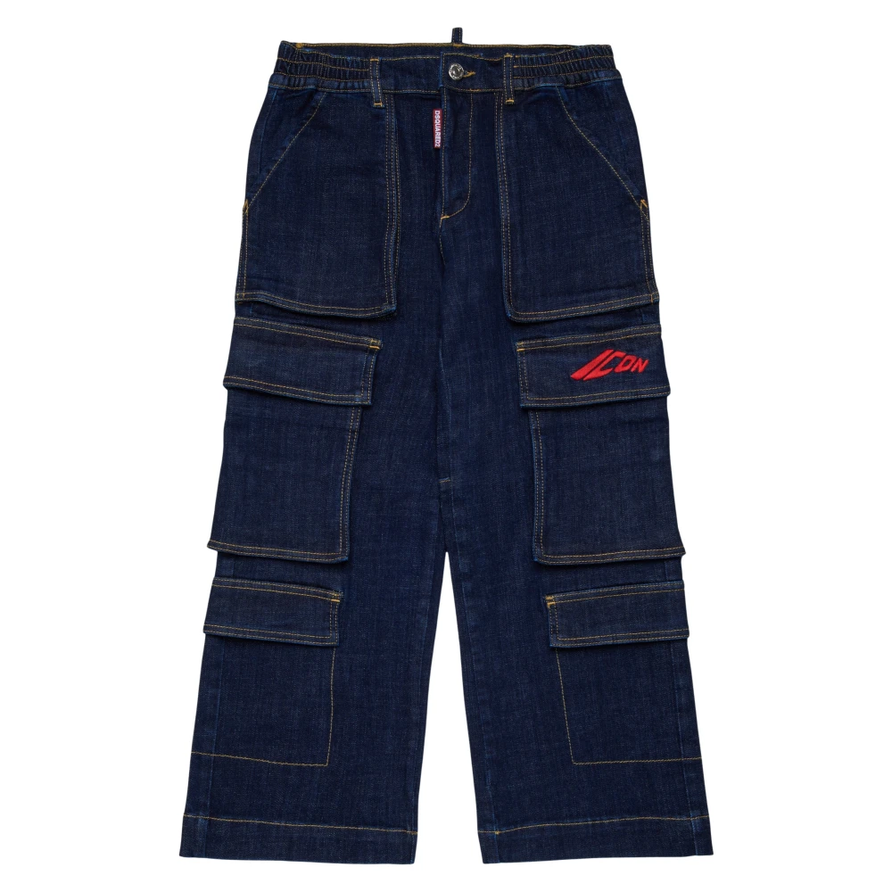 Dsquared2 Boys Blue Wide Leg Icon Cargo Jeans
