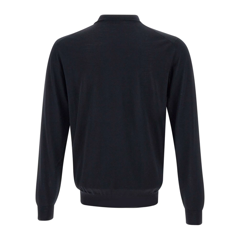 Filippo De Laurentiis Merino Wol Coltrui Trui Navy Blauw Blue Heren