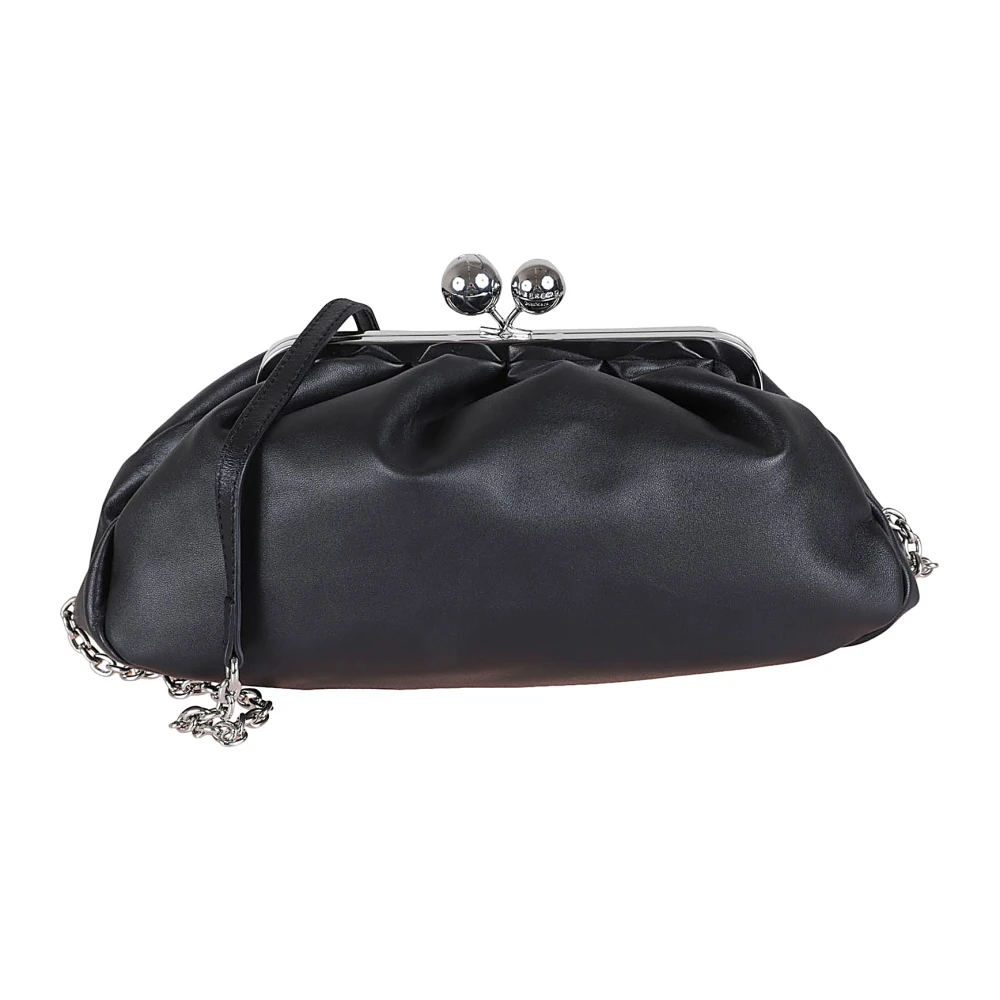 Max Mara Weekend Ivoor Leren Clutch Tas met Afneembare Kettingriem Black Dames