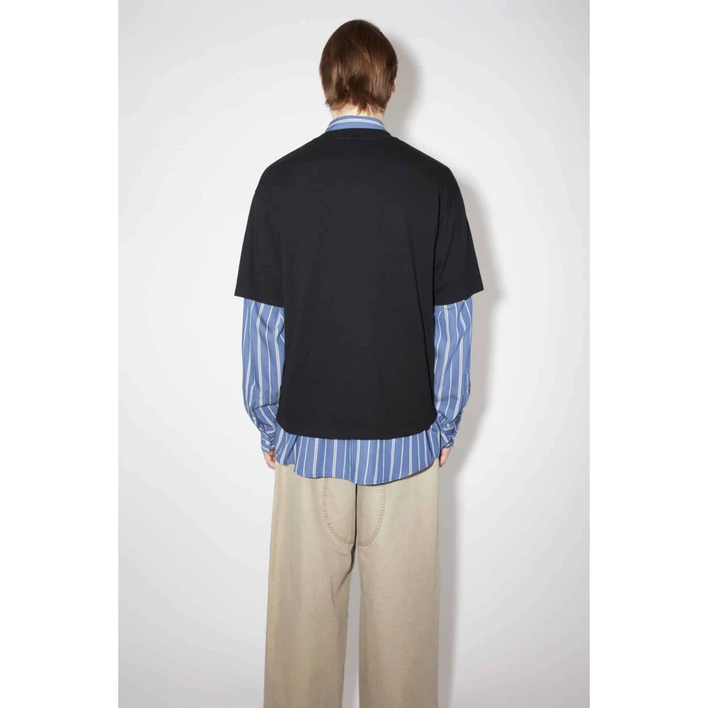 Acne Studios Fluorescerend Logo T-shirt Black Heren