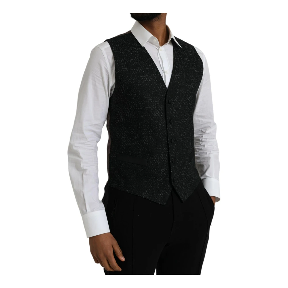 Dolce & Gabbana Zijden formele vestjurkvest Black Heren