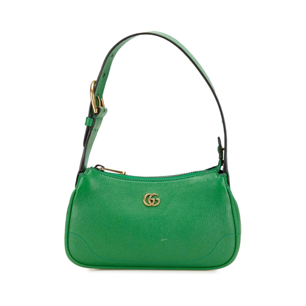 Gucci Vintage Women's Green Vintage Handbags, One Size, Pre-Owned Elegant Top Handle Bag With Zip Closure And Adjustable Strap