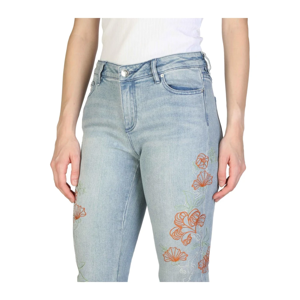Armani Exchange Floral Logo Skinny Jeans Blue Dames