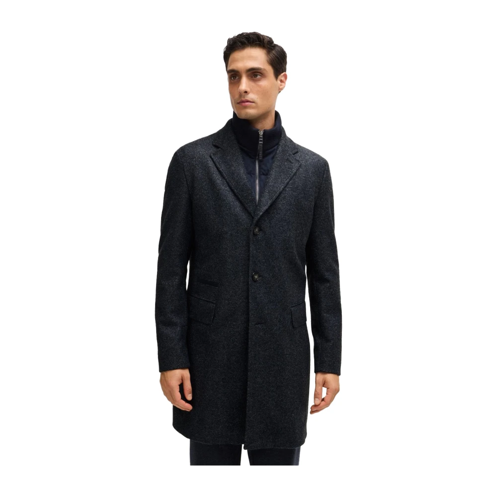 Hugo Boss Donkerblauwe winterjas stijlvol ontwerp Blue Heren