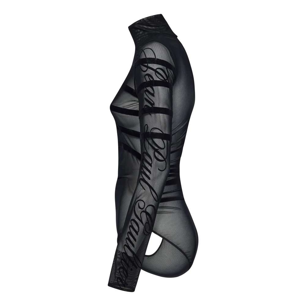 Jean Paul Gaultier Gestreepte Zwarte Bodysuit Elegante Stijl Black Dames
