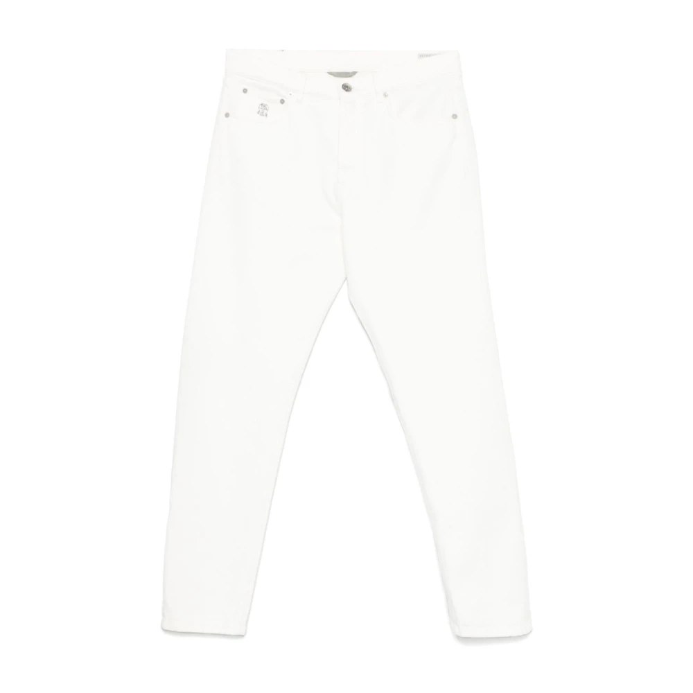 Brunello Cucinelli Men's White Jeans For Stylish Look