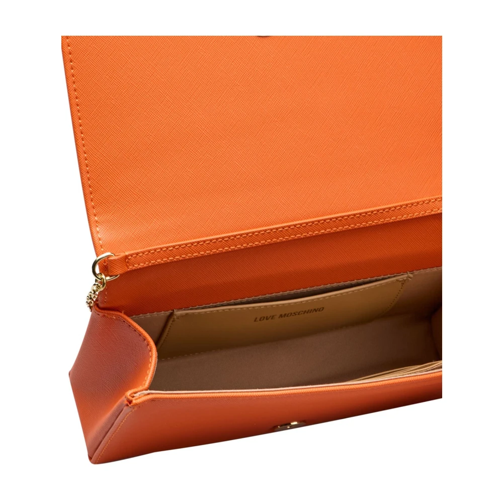 Love Moschino Schoudertas met Ketting en Gouden Details Orange Dames