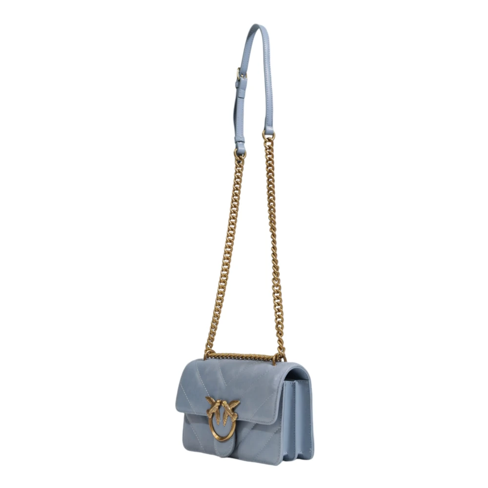 pinko Mini Vitello Leren Tas Herfst Winter Collectie Blue Dames