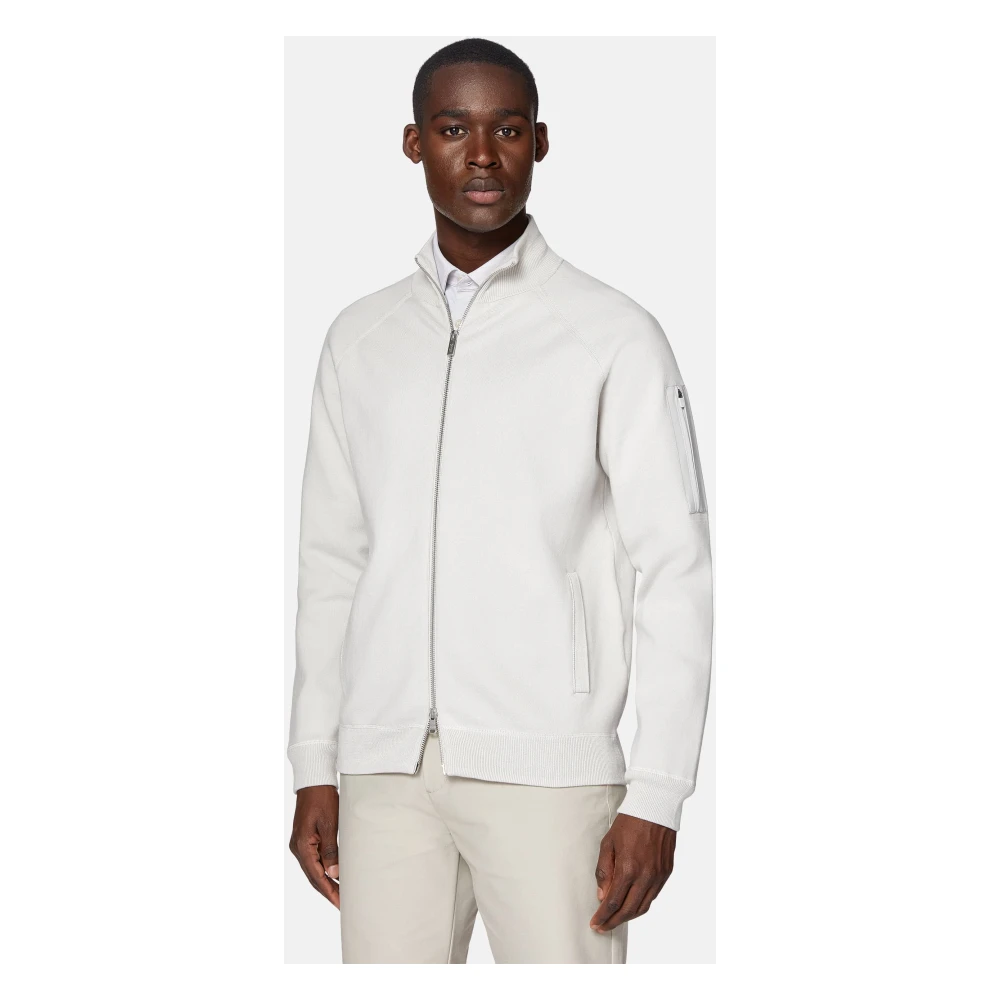 Boggi Milano Full-Zip Gebreide Sweatshirt Gray Heren