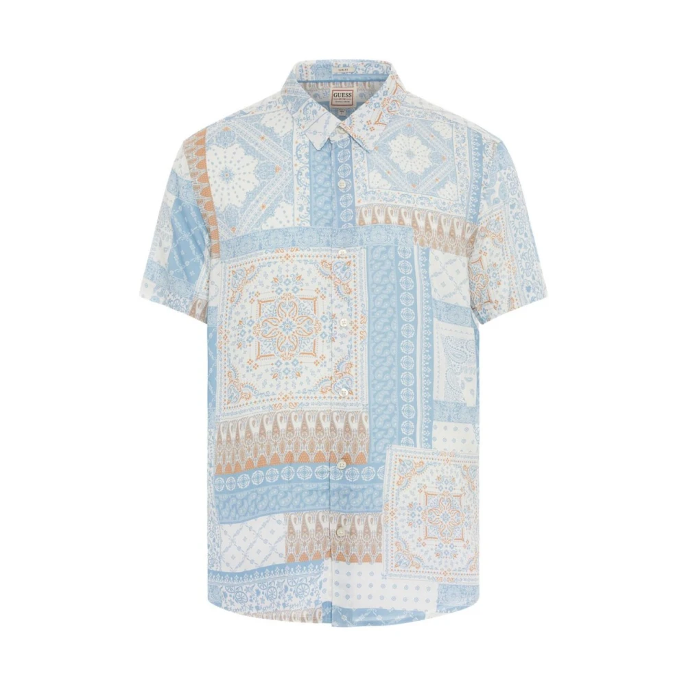 Guess Bandana Print Korte Mouw Overhemd Multicolor Heren