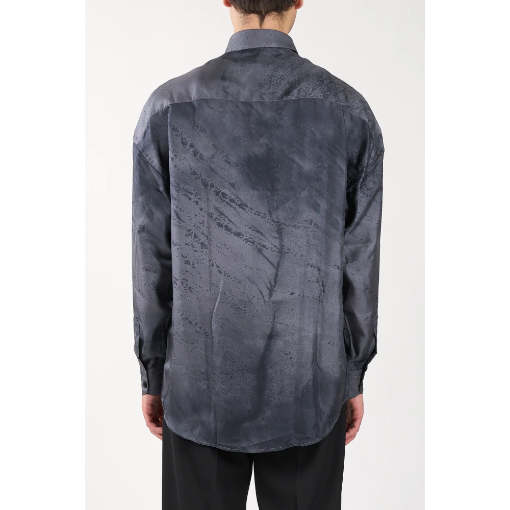 Costumein Zijden overhemd met patroon en knoopsluiting Gray Heren