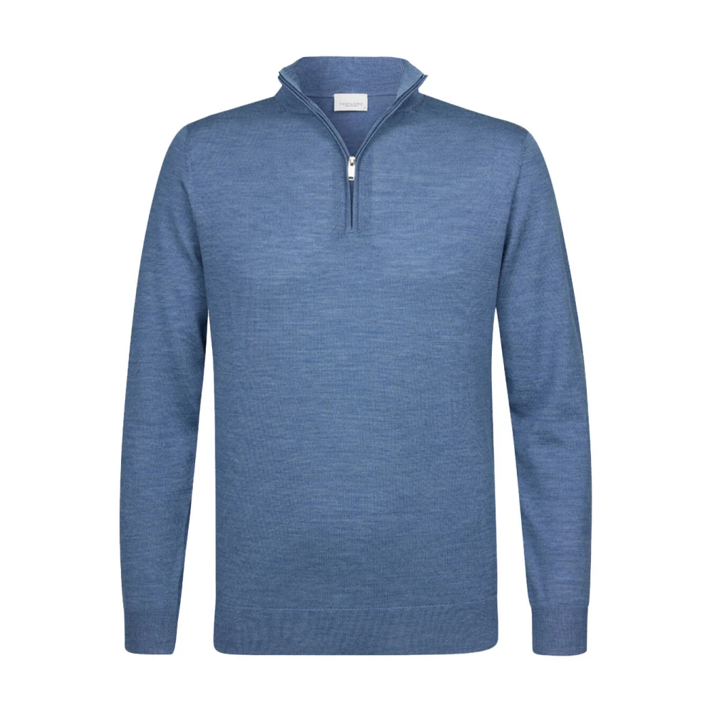 PROFUOMO Heren Truien & Vesten Pullover Half Zip Lichtblauw