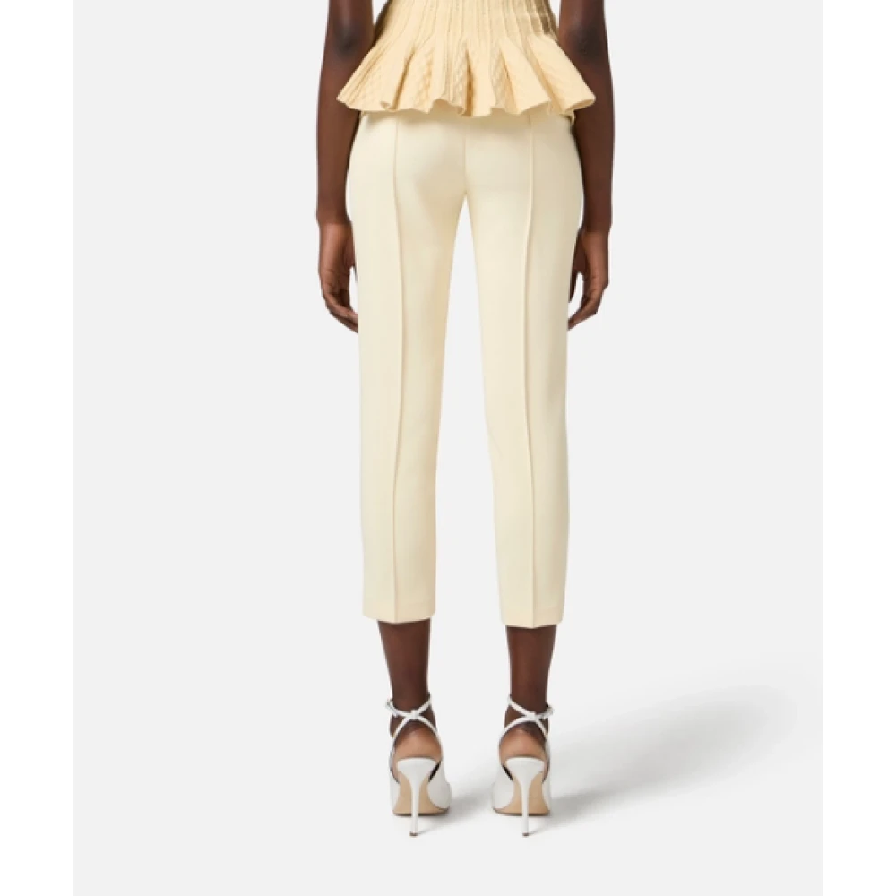 Elisabetta Franchi Gele Stretch Crepe Slim Fit Broek Yellow Dames
