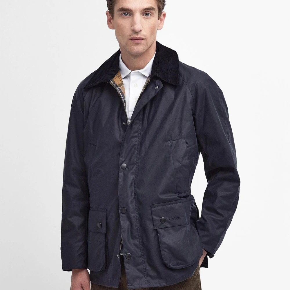 Barbour Waxed Cotton Jacket Blue Heren
