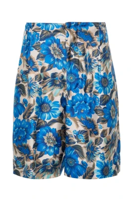 Floral Print Silk Shorts