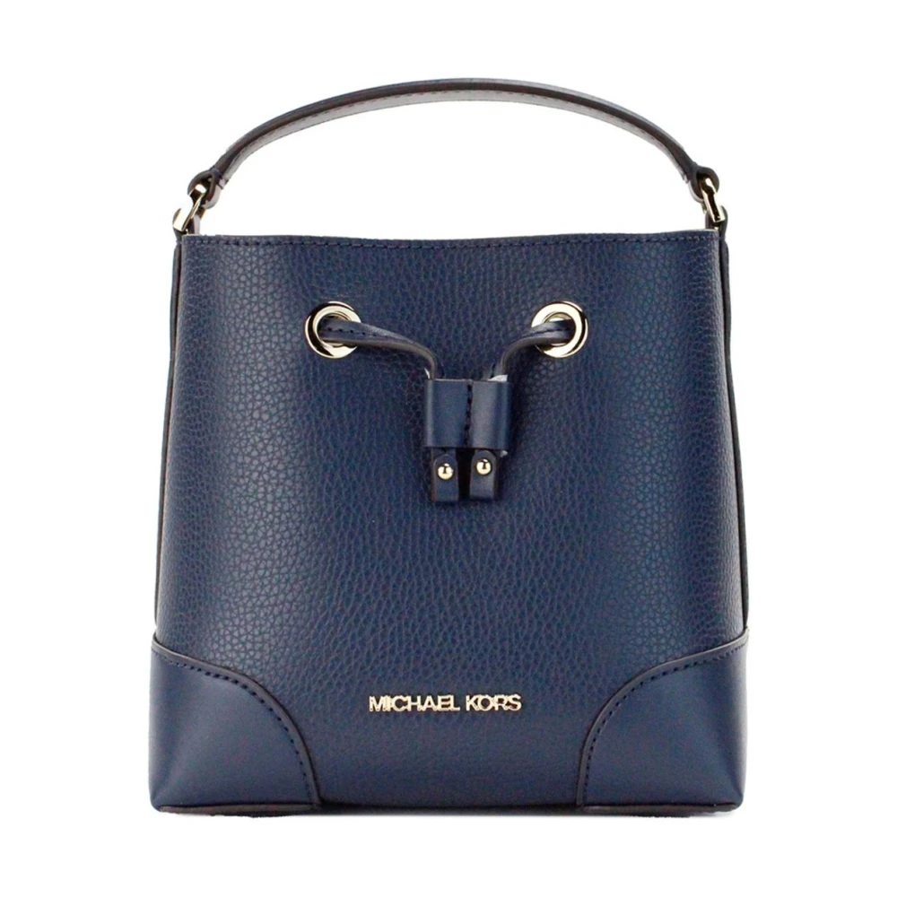 Michael Kors Navy Pebbled Leather Bucket Crossbody Tas Blue Dames