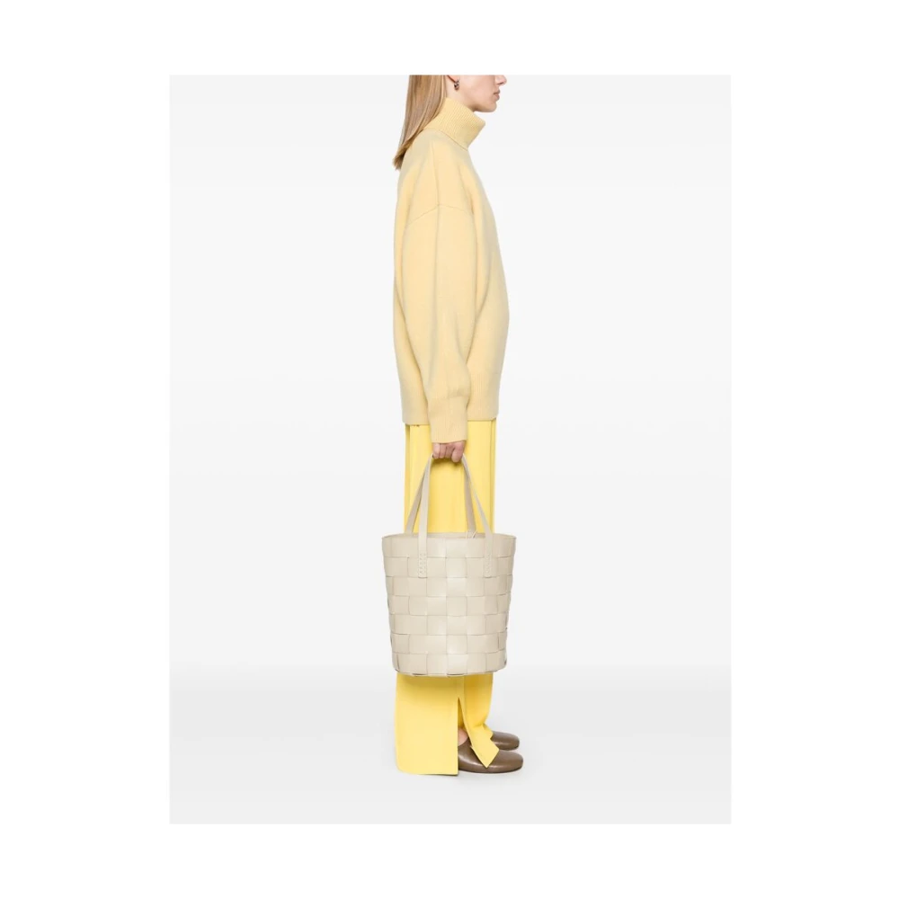 Dragon Diffusion Beige Leren Bucket Bag Koordsluiting Stijl Beige Dames