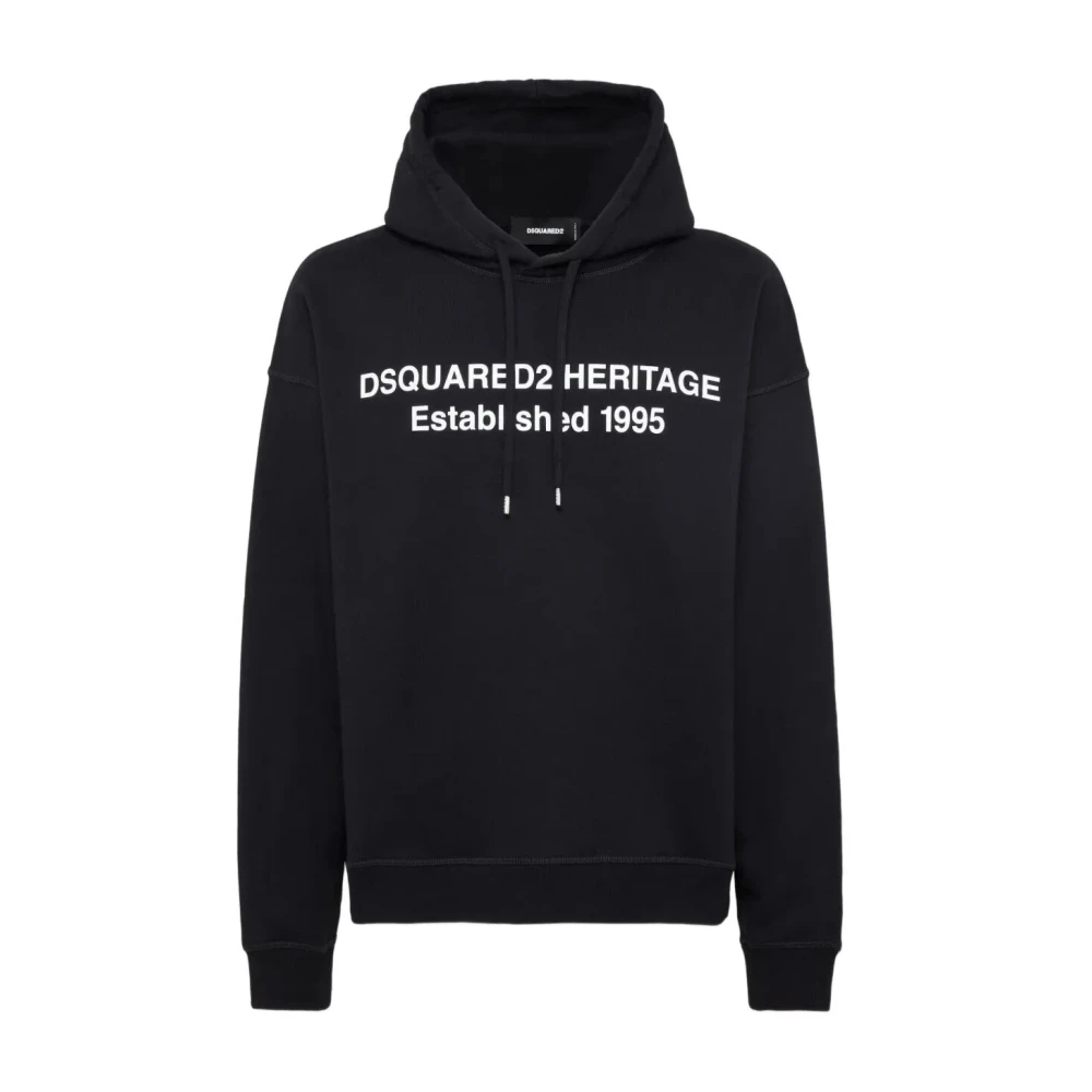 Dsquared2 Black Comfy Hoodie For Relaxed Fit - Male - Hoodies - Xl - Sweatshirts & Hoodies
