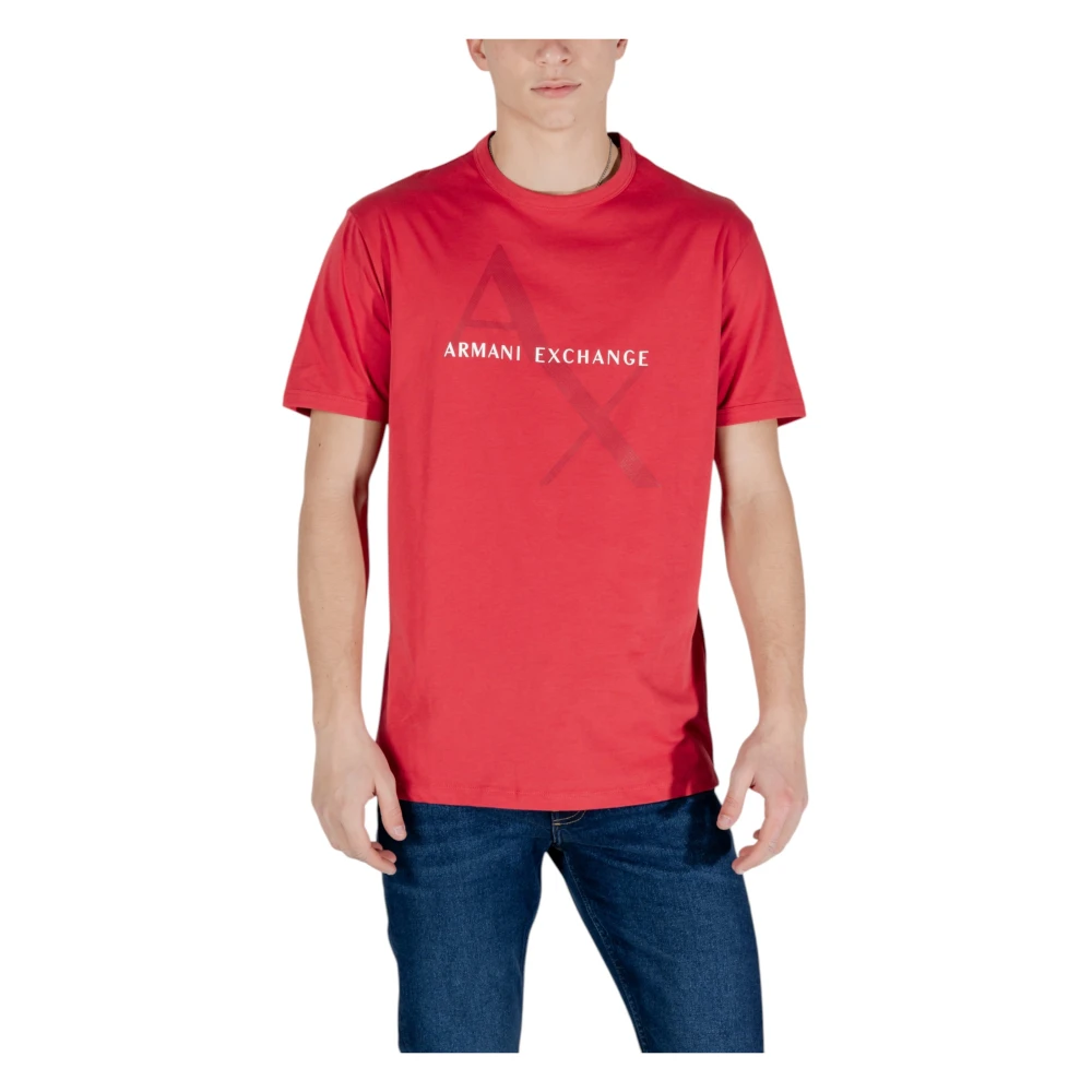 Armani Exchange Geprint T-shirt met ronde hals en korte mouwen van katoen Pink Heren