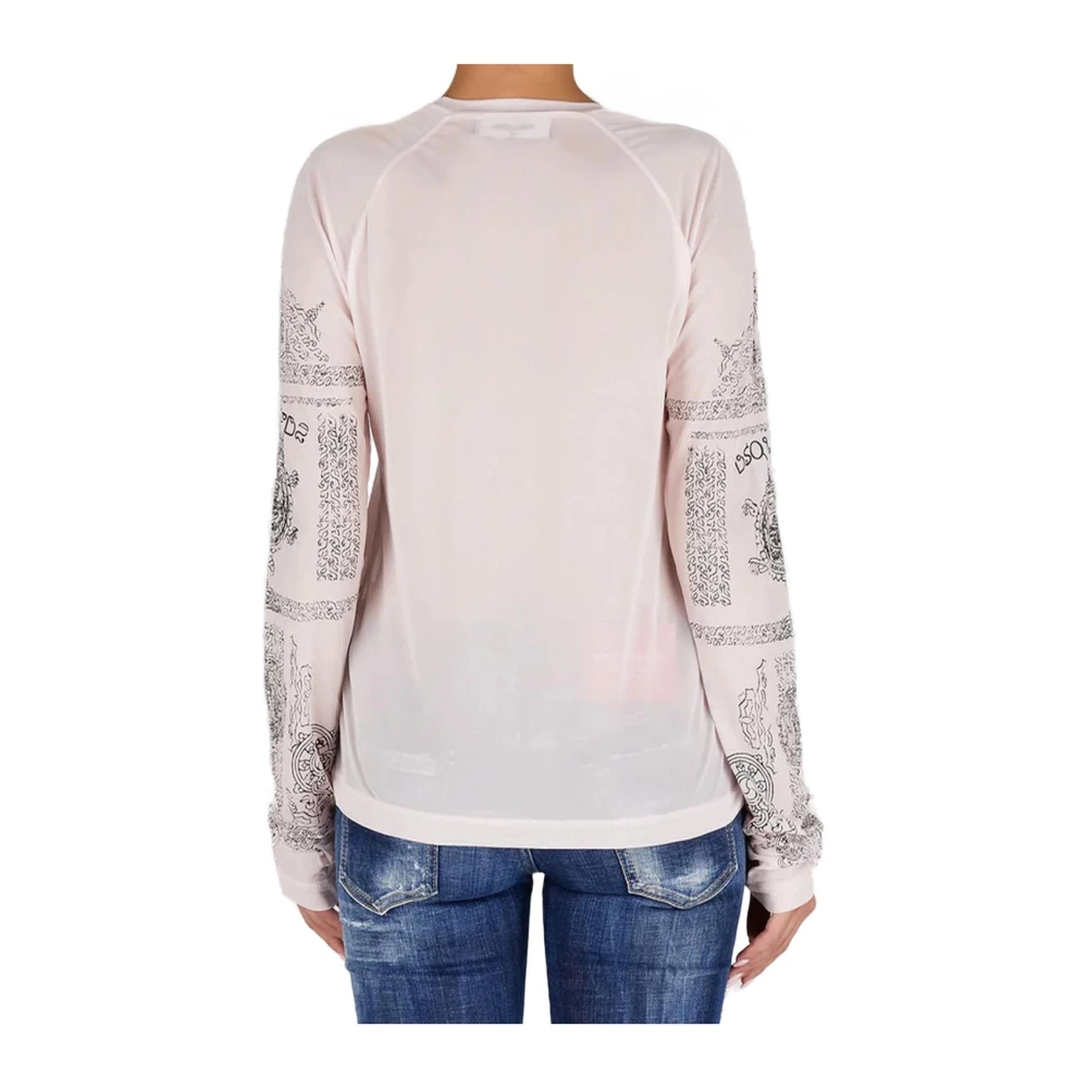 Dsquared2 Logo T-shirt in diverse kleuren Pink Dames