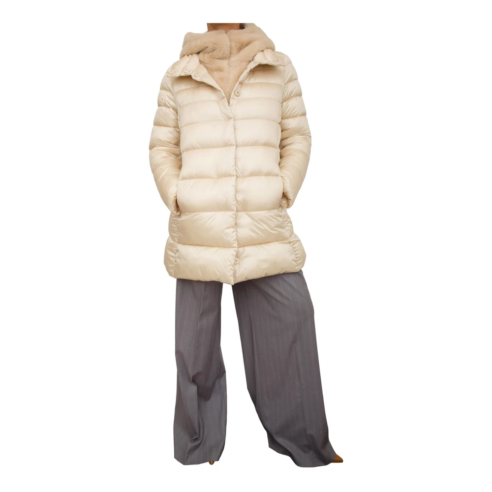 Marella Korte Gewatteerde Beige Jas Beige Dames