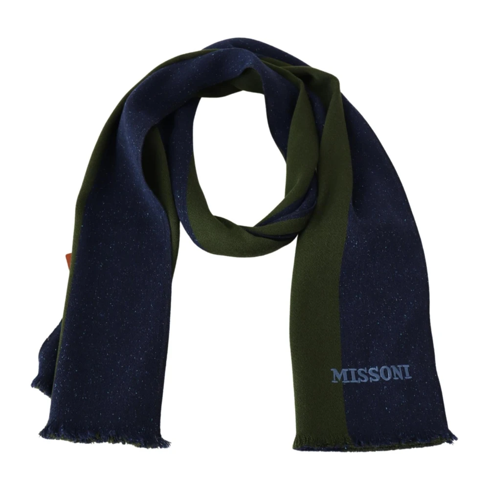 Missoni Men's Multicolor Winter Scarves, One Size, Striped Wool Scarf With Logo Embroidery