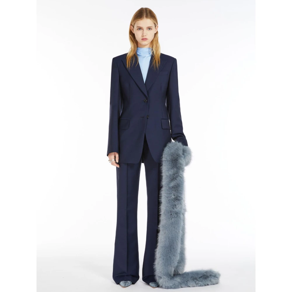 SPORTMAX Blauwe Wollen Blazer Blue Dames