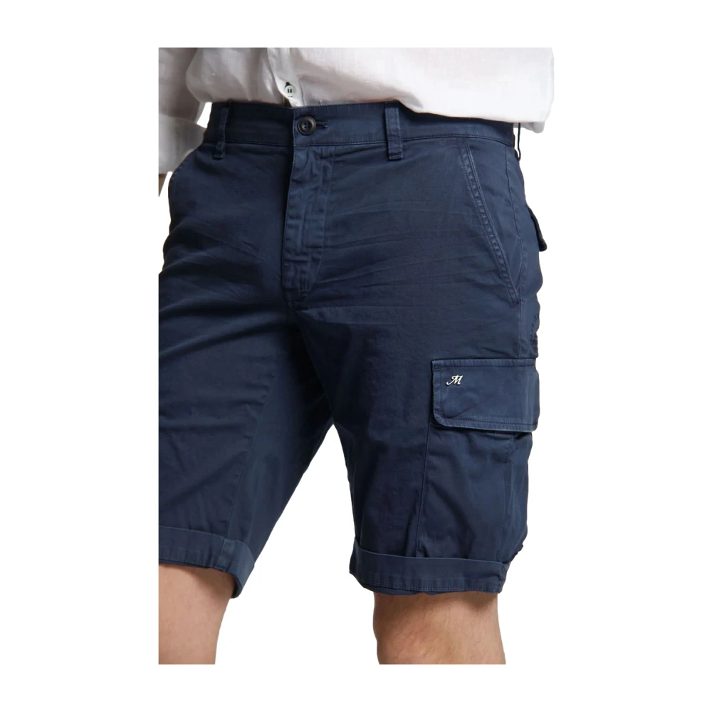 Mason's Navy Blauwe Cargo Bermuda Shorts Blue Heren