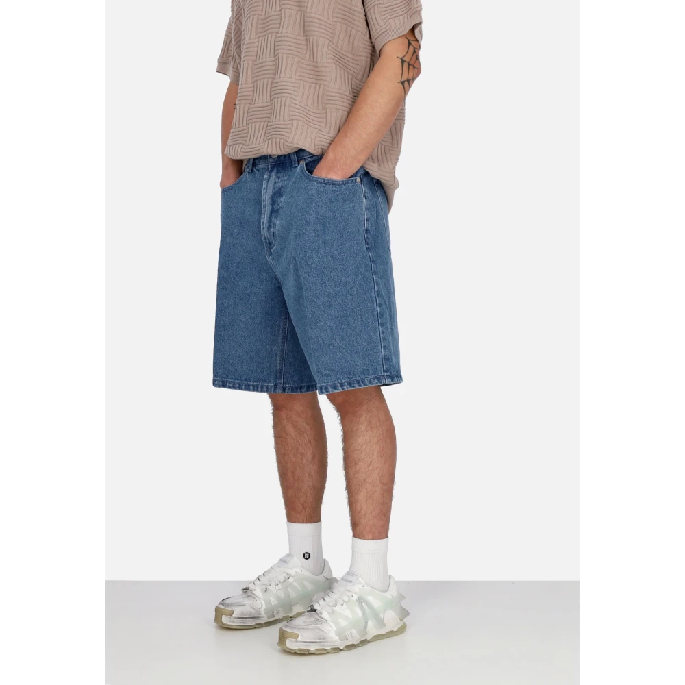 Obey Baggy Denim Shorts Licht Indigo Blue Heren