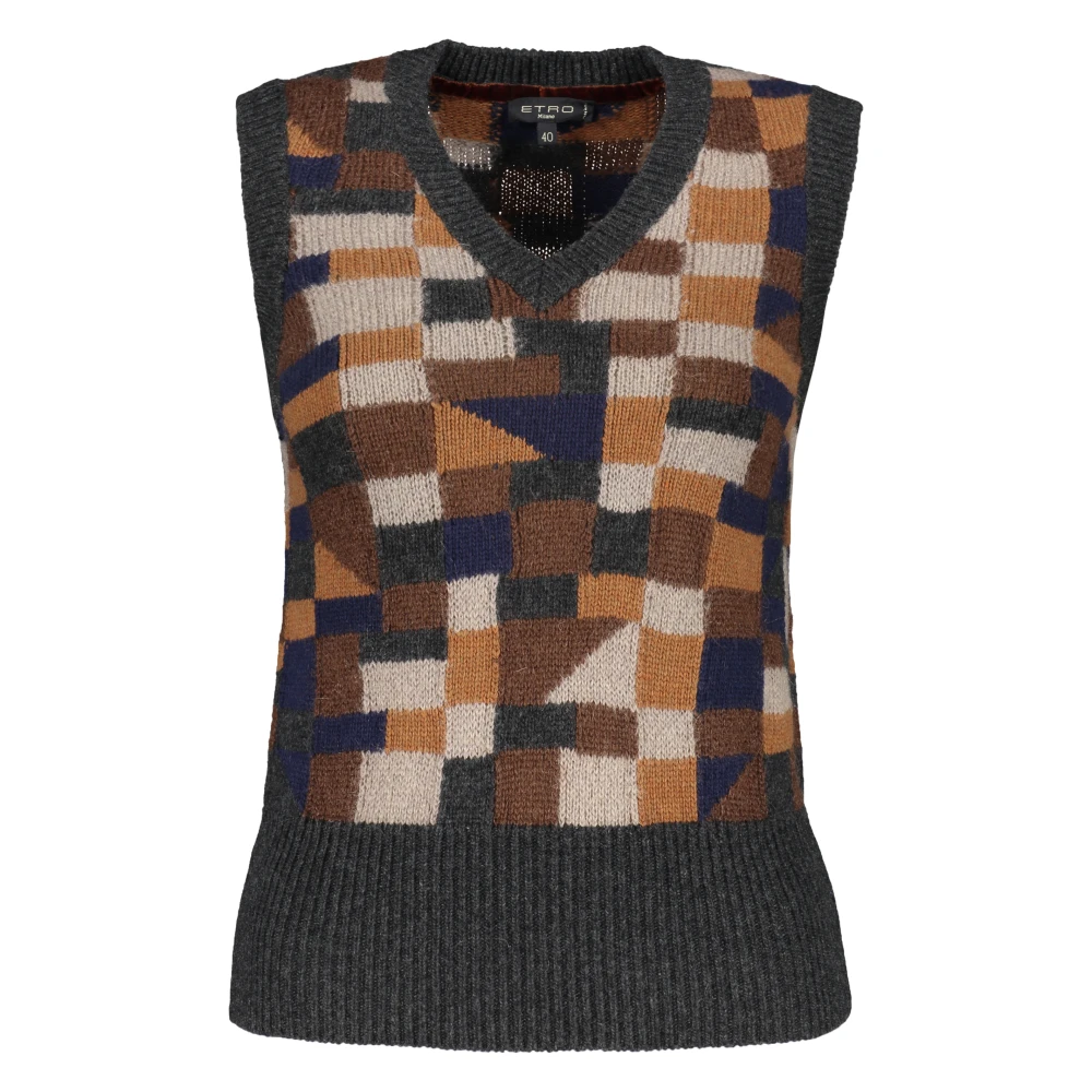 ETRO Geruite wollen blend vest Multicolor Dames