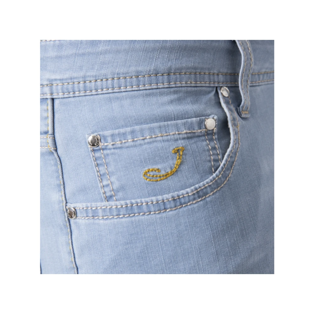 Jacob Cohën Lichtblauwe jeans met gele patch Blue Heren