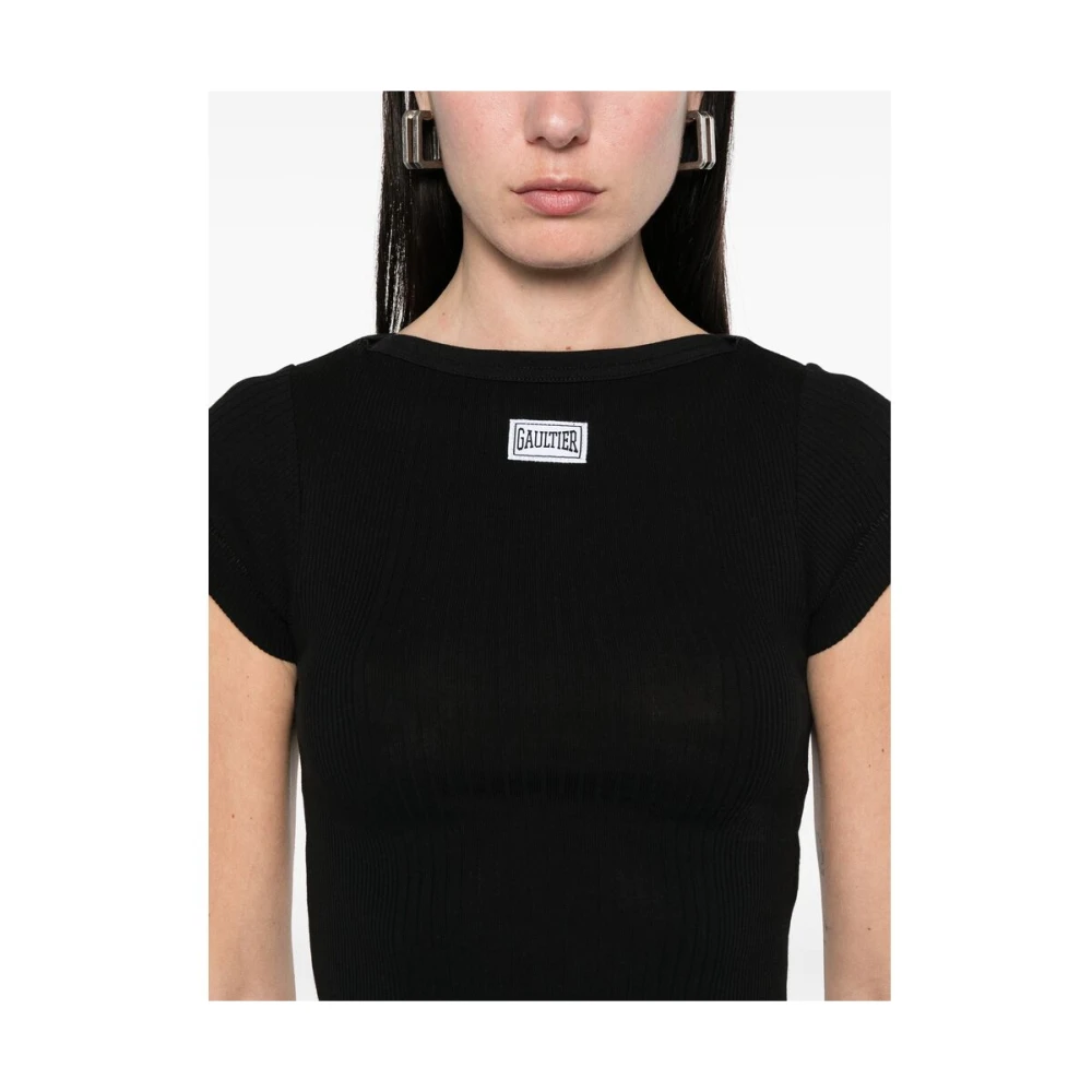 Jean Paul Gaultier Zwarte Ronde Hals Korte Mouw T-shirt Black Dames