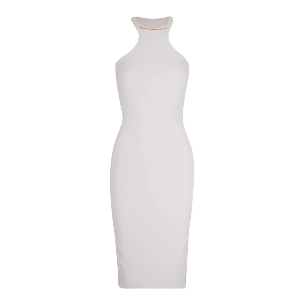 Elisabetta Franchi White Midi Dresses, Female, Xs, Dress With Jewel Detail