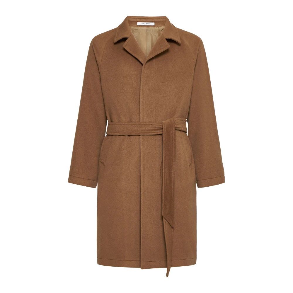 Tagliatore Kameel Cashmere Jas met Riem Brown Heren
