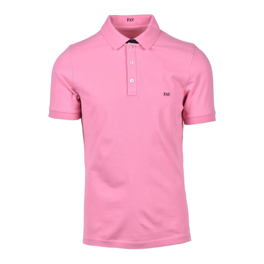 Fay Katoen Elastan Polo Shirt Pink Heren