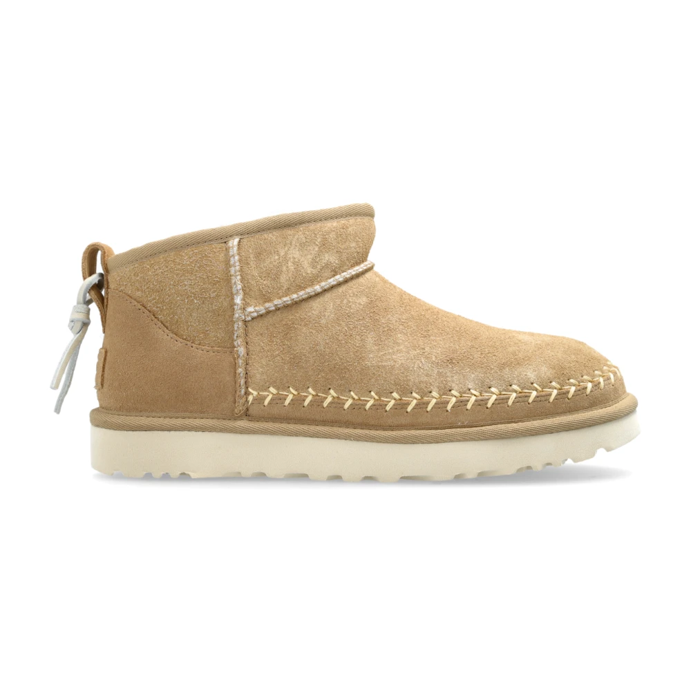 Ugg Beige Winter Boots, Female, 4 Uk, Snow Boots Classic Ultra Mini Biarritz