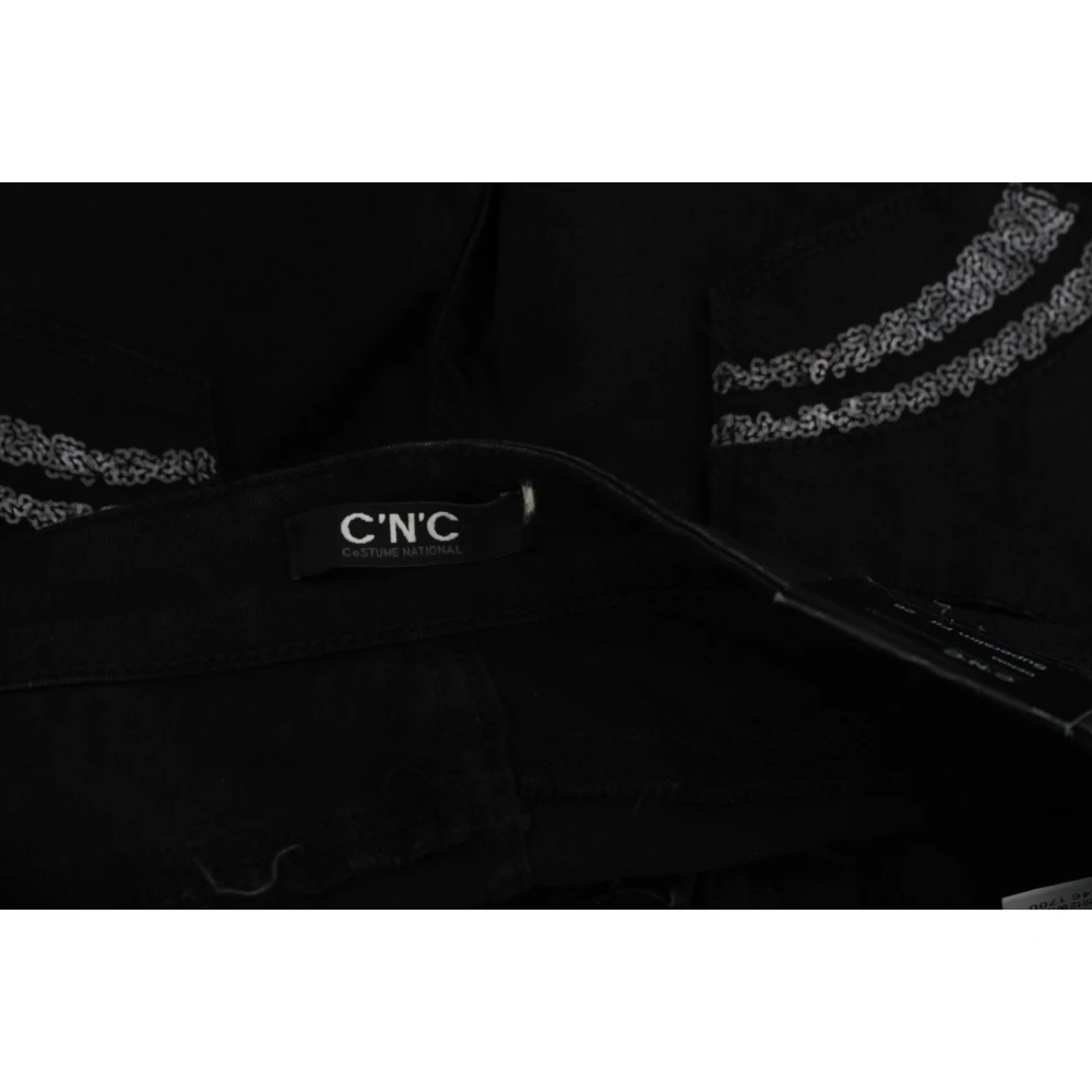Costume National Zwarte Slim Fit Denim Jeans met Pailletten Black Dames