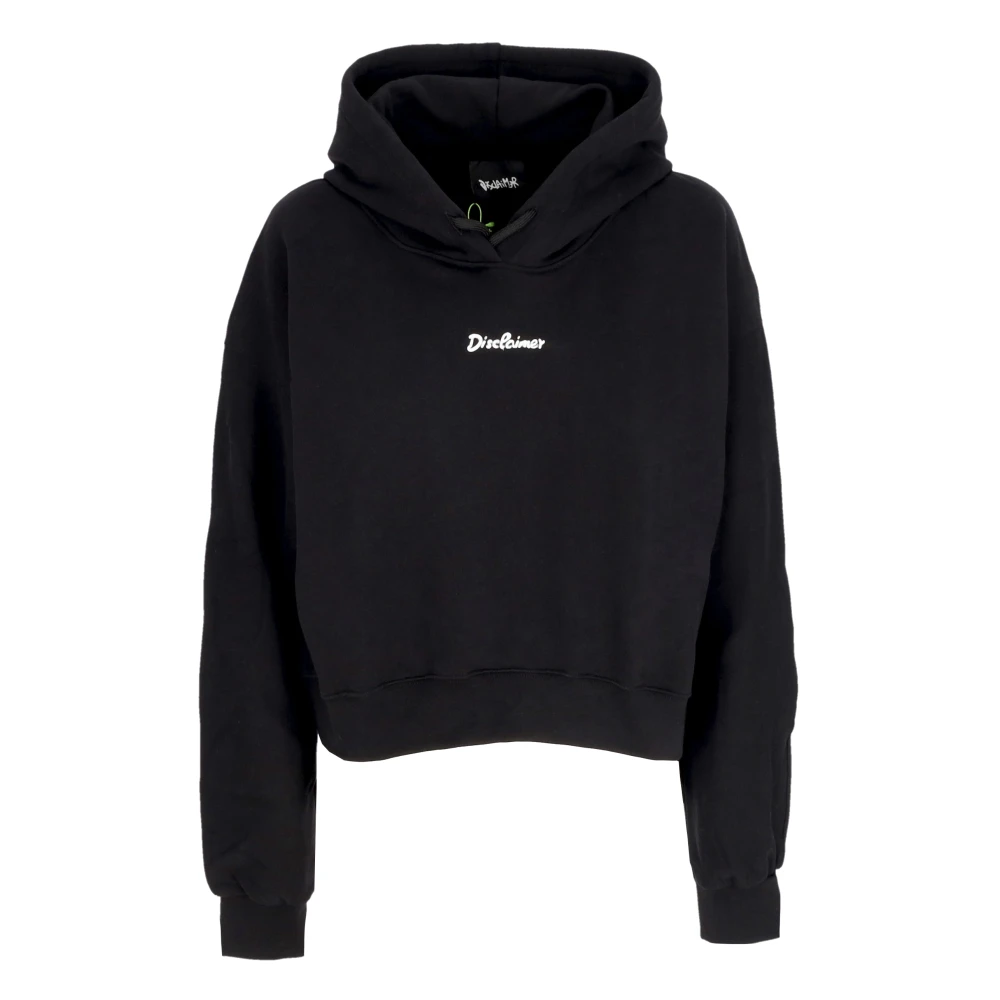 Disclaimer Logo Crop Hoodie Zwart Wit Black Dames