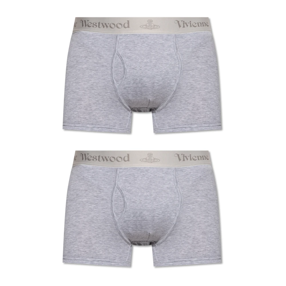 Vivienne Westwood Twee-pack boxers met logo Gray Heren