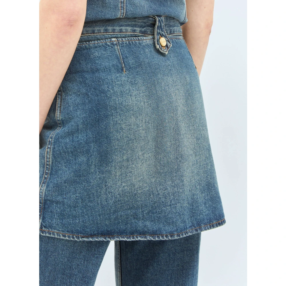 Ganni Afneembare Rok Flared Jeans Blue Dames