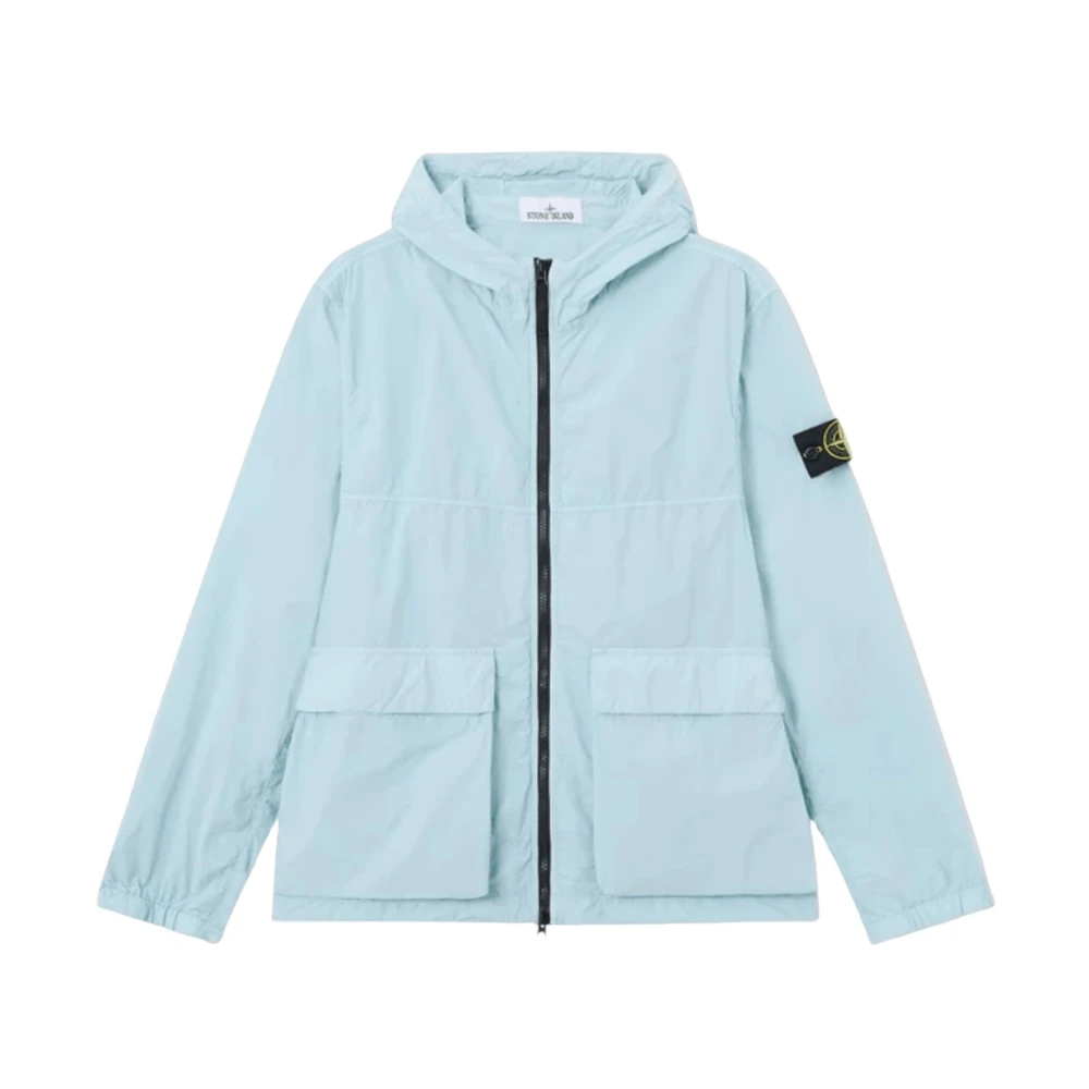 Stone Island Blue Light Jackets, Male, 2XL, Nylon Smerigliato-Tc Short Parka