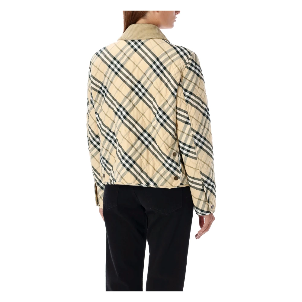Burberry Gewatteerde Check Outerwear Jas Beige Dames