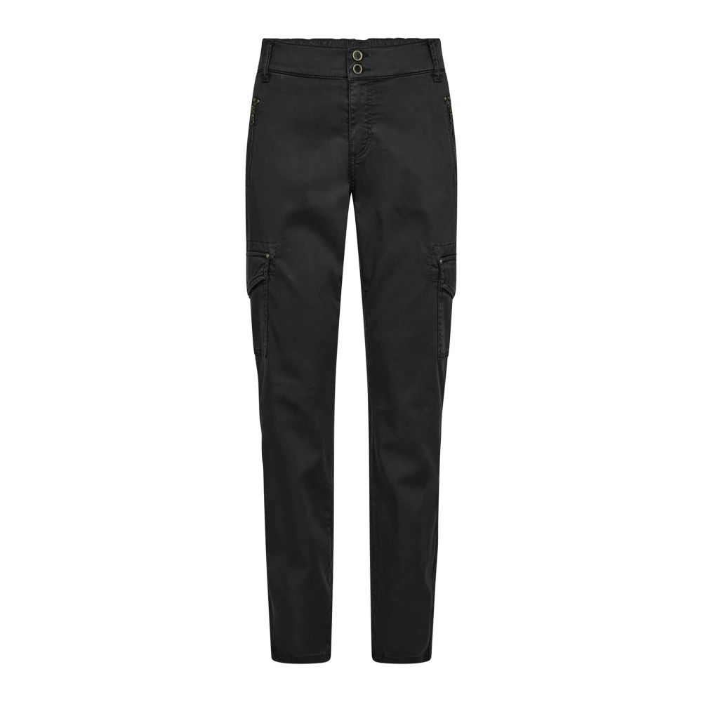 MOS MOSH Cargo Broek met Ritsdetails Black Dames