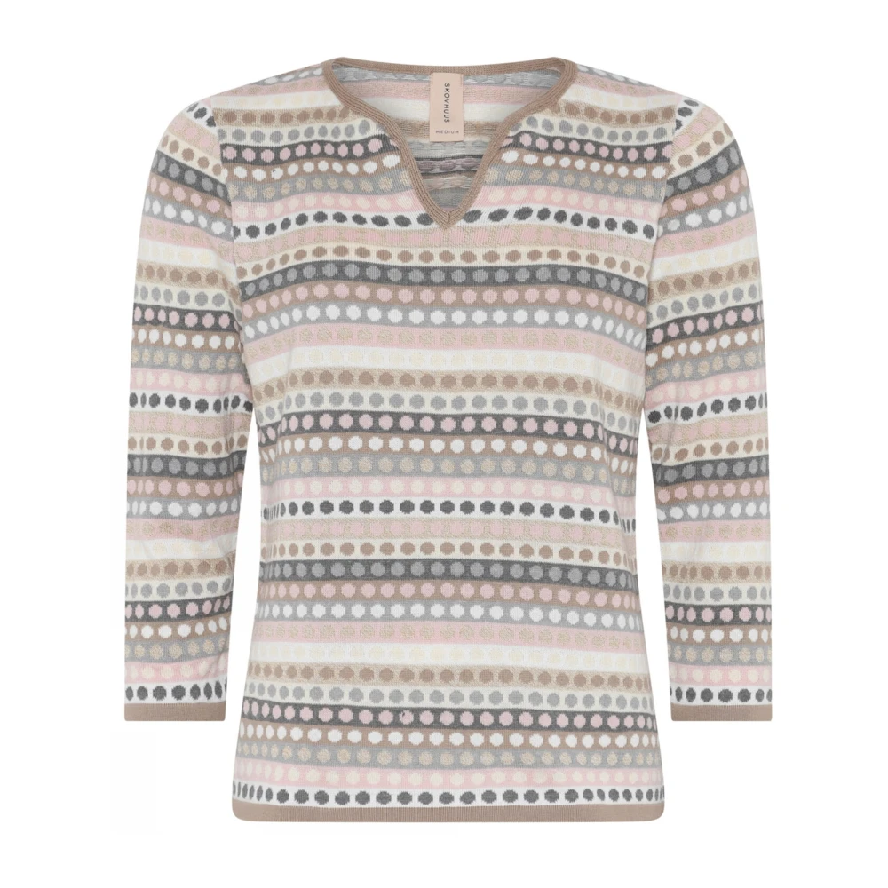 Skovhuus Gestippelde 3 4 Mouw Pullover Blouse Multicolor Dames