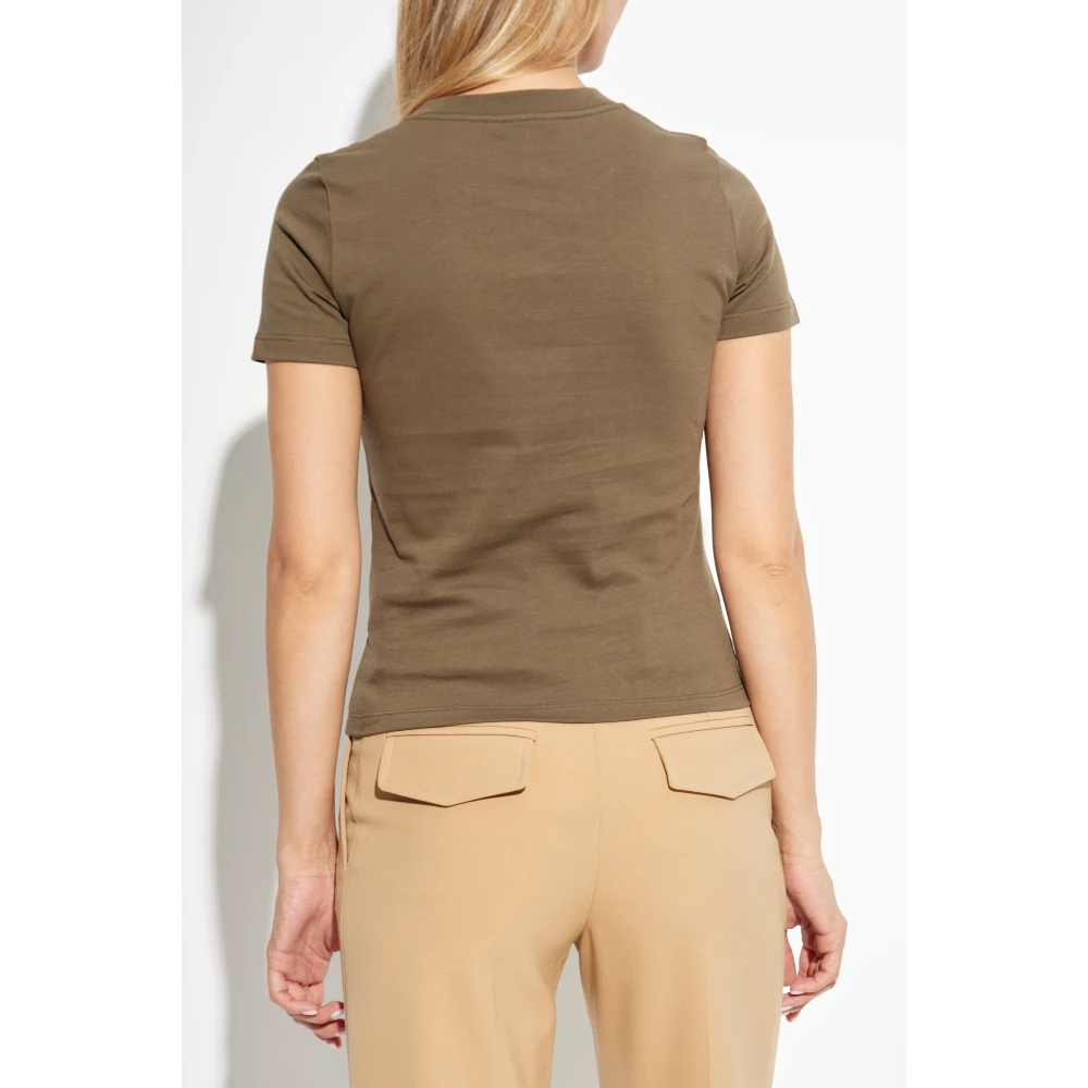 Chloé T-shirt met fluwelen logofinish Brown Dames